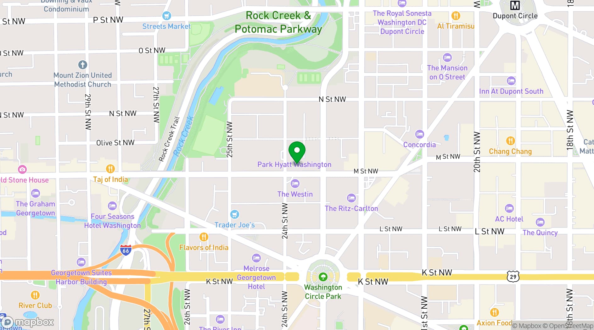 Map showing Blue Duck Tavern