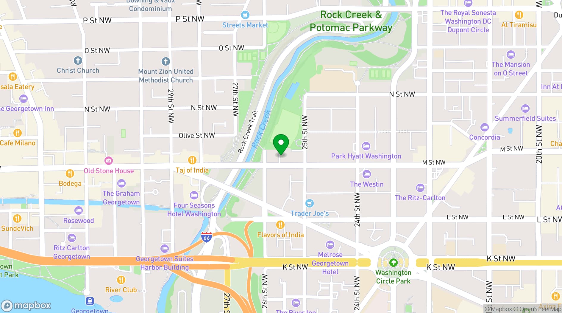 Map showing Nobu Washington D.C.