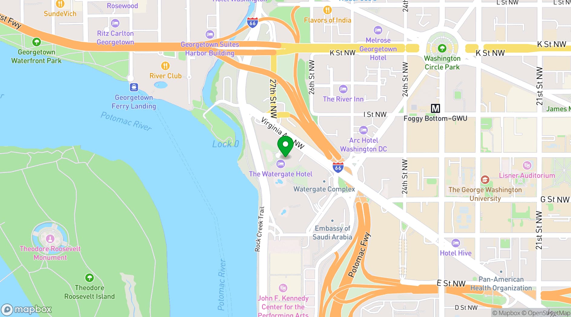 Map showing The Watergate Hotel