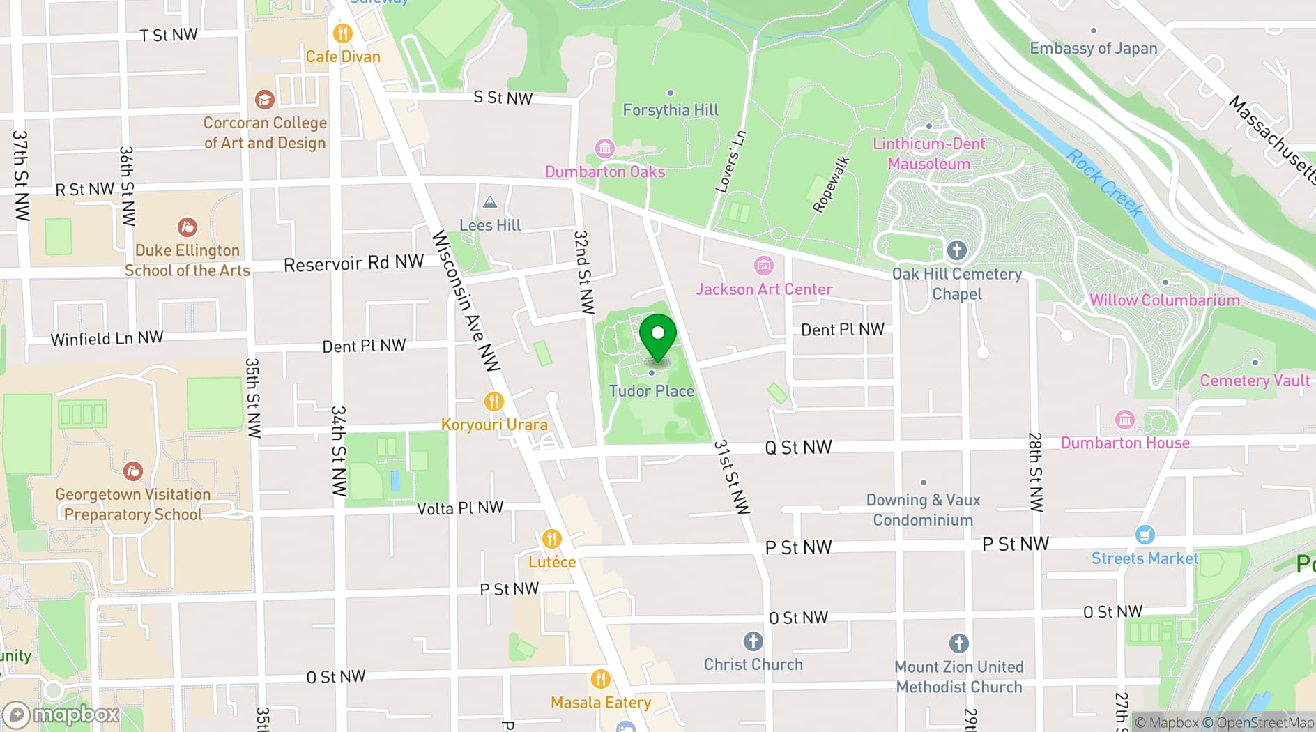 Map showing Tudor Place