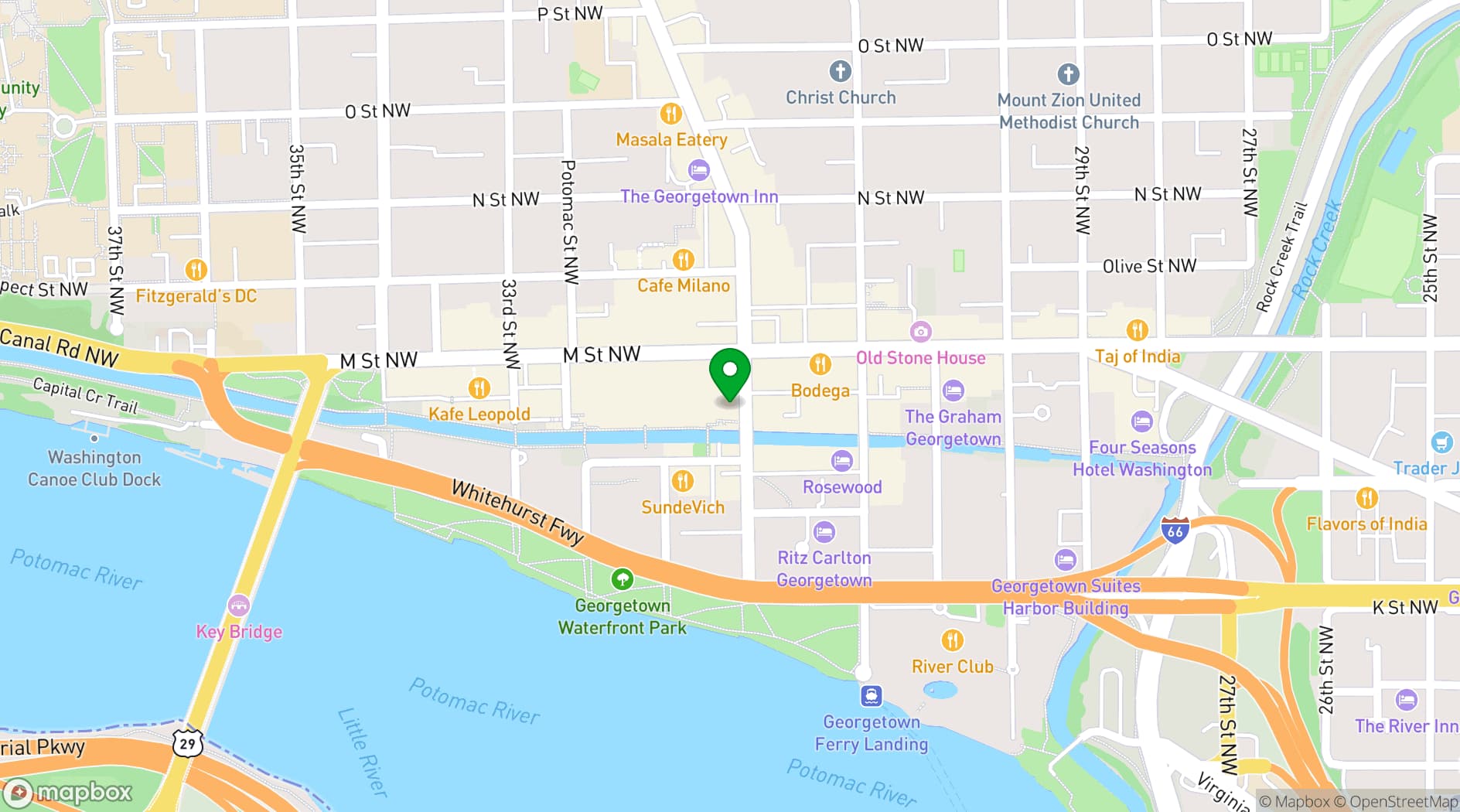 Map showing Pinstripes - Washington DC