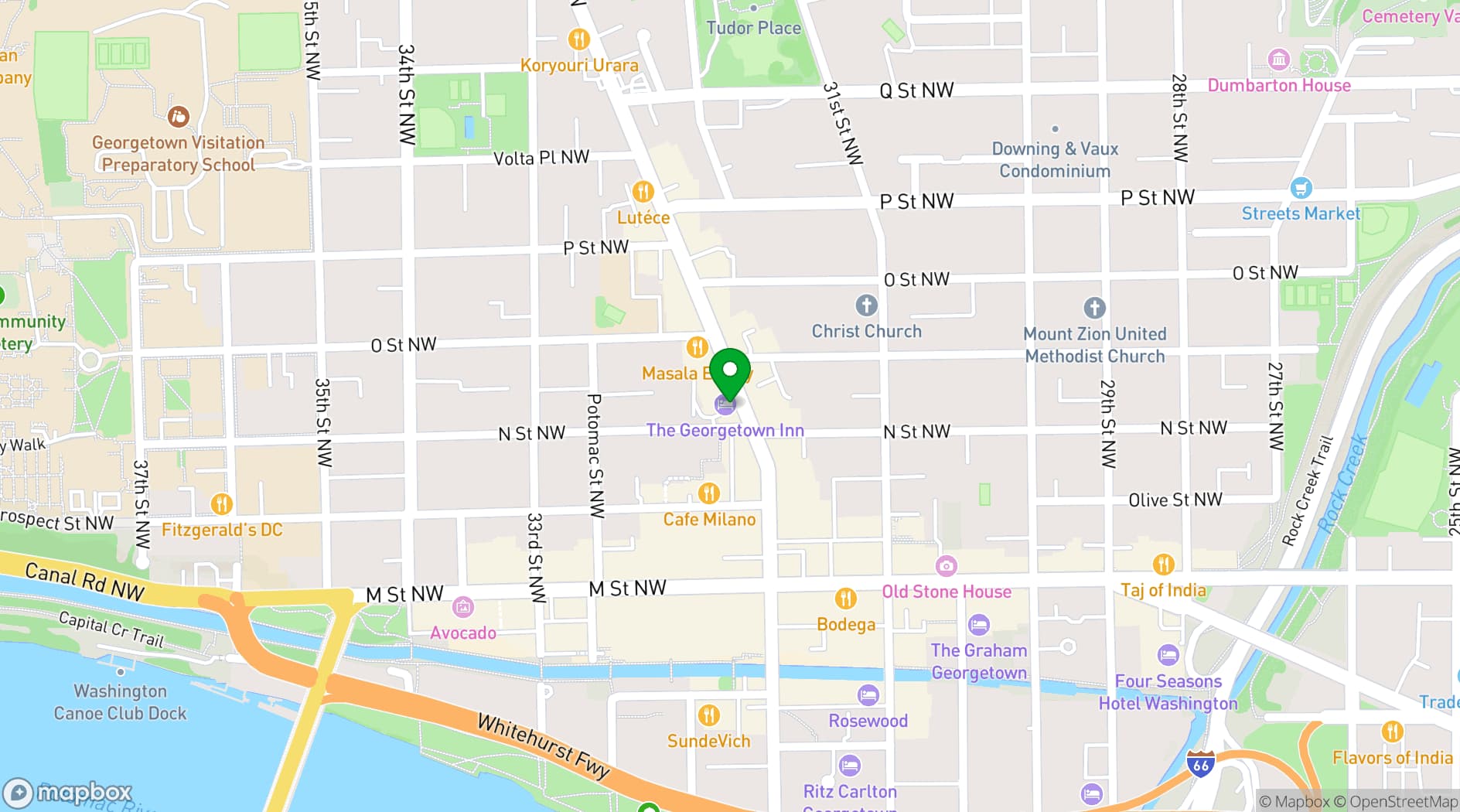 Map showing The Georgetown Inn