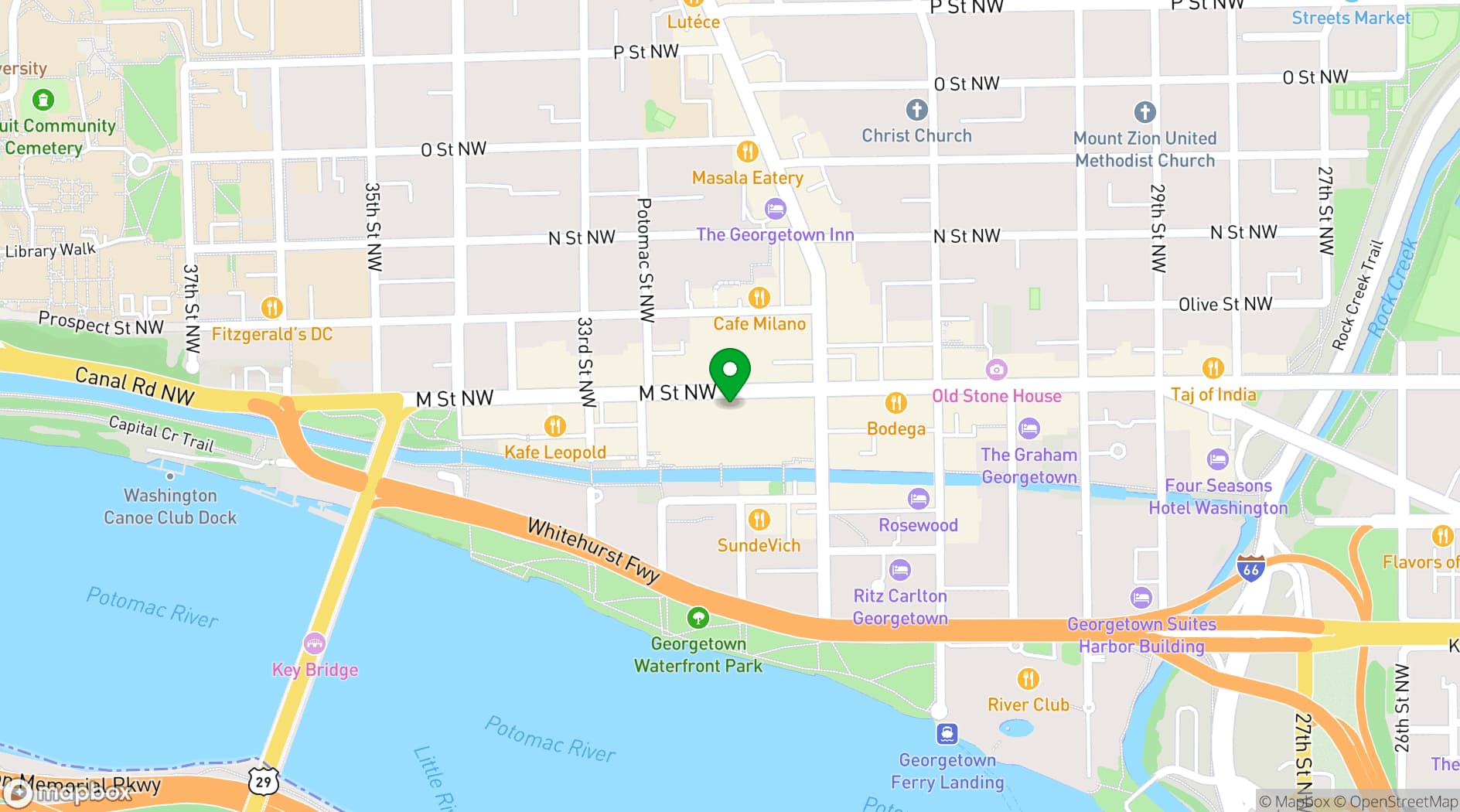 Map showing Clyde's of Georgetown