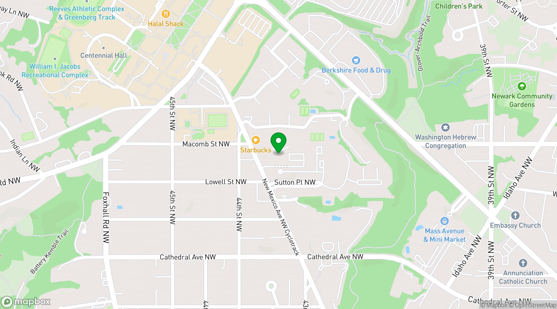 Map showing Chef Geoff's New Mexico Avenue