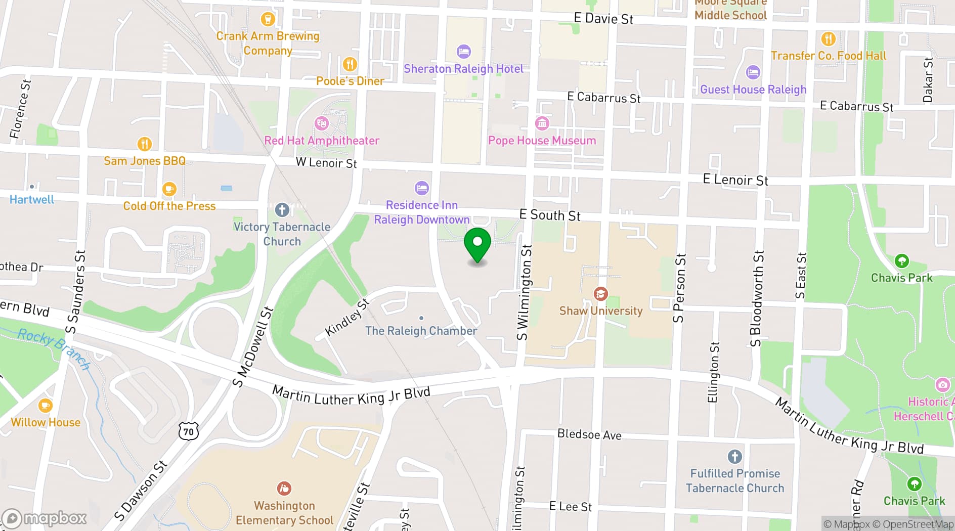 Map showing Martin Marietta Center for the Performing Arts
