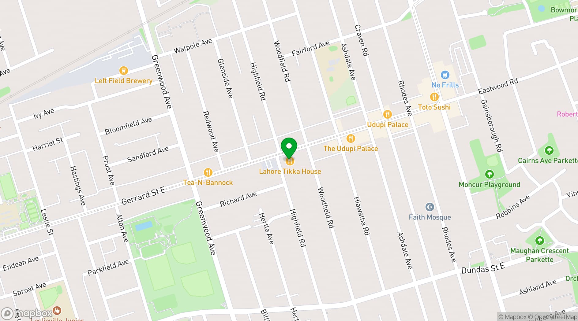 Map showing Lahore Tikka House