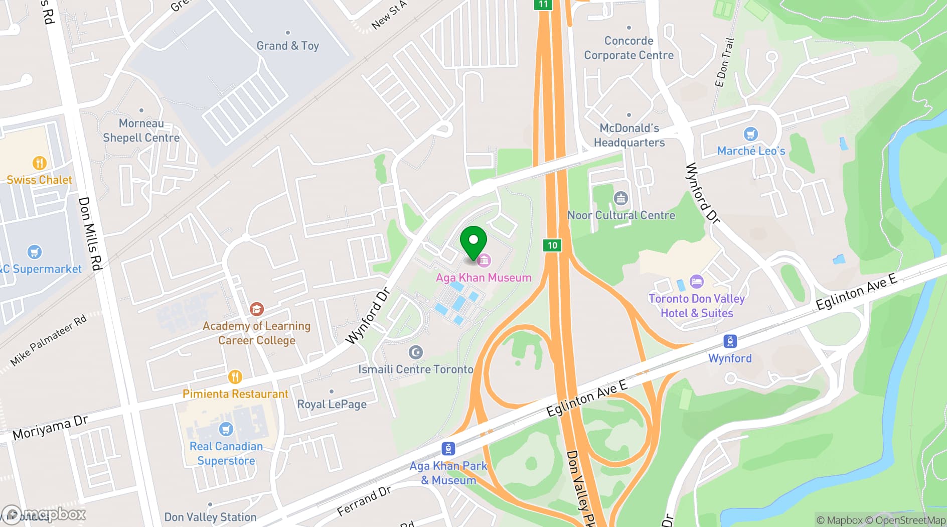 Map showing Aga Khan Museum