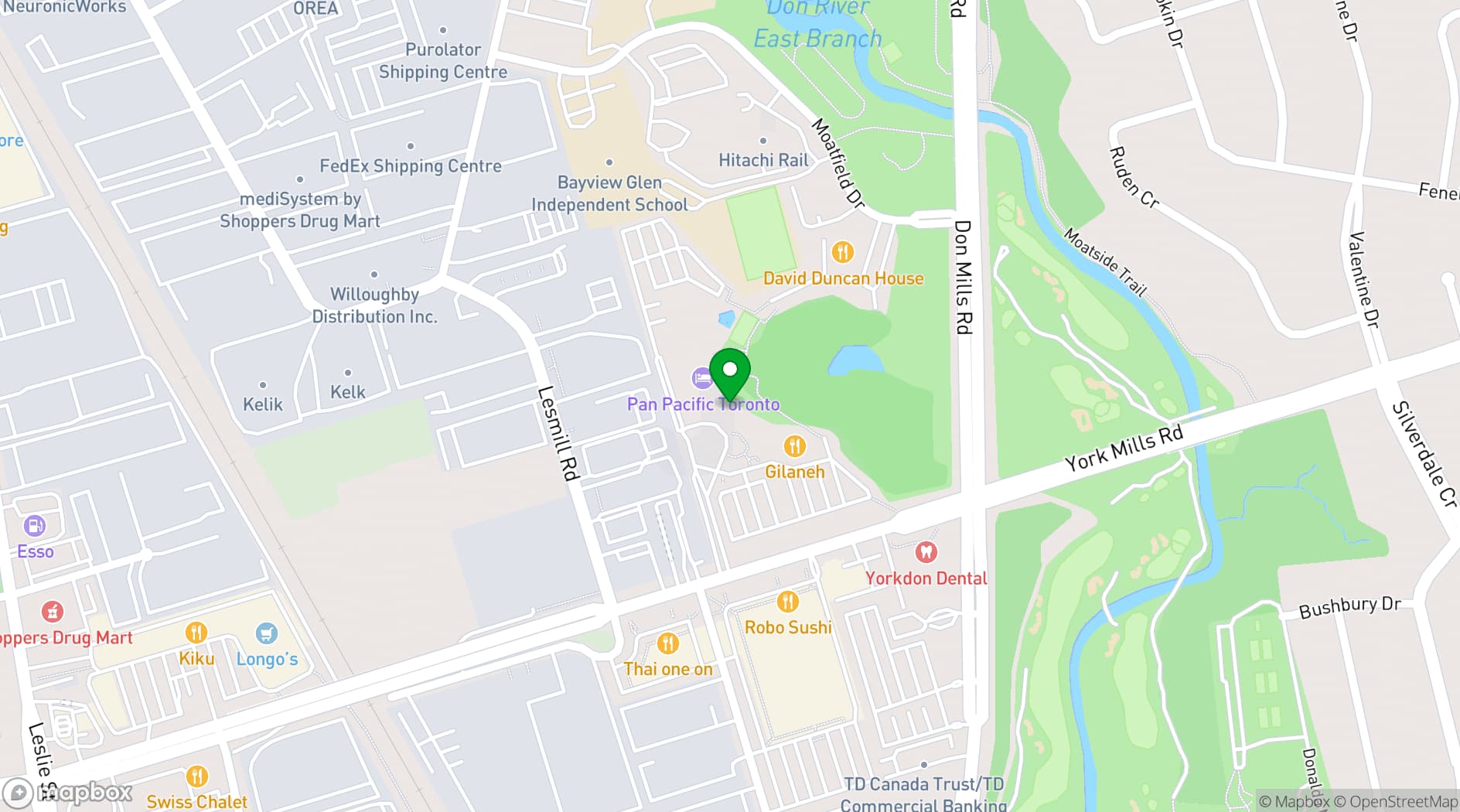 Map showing Pan Pacific Toronto