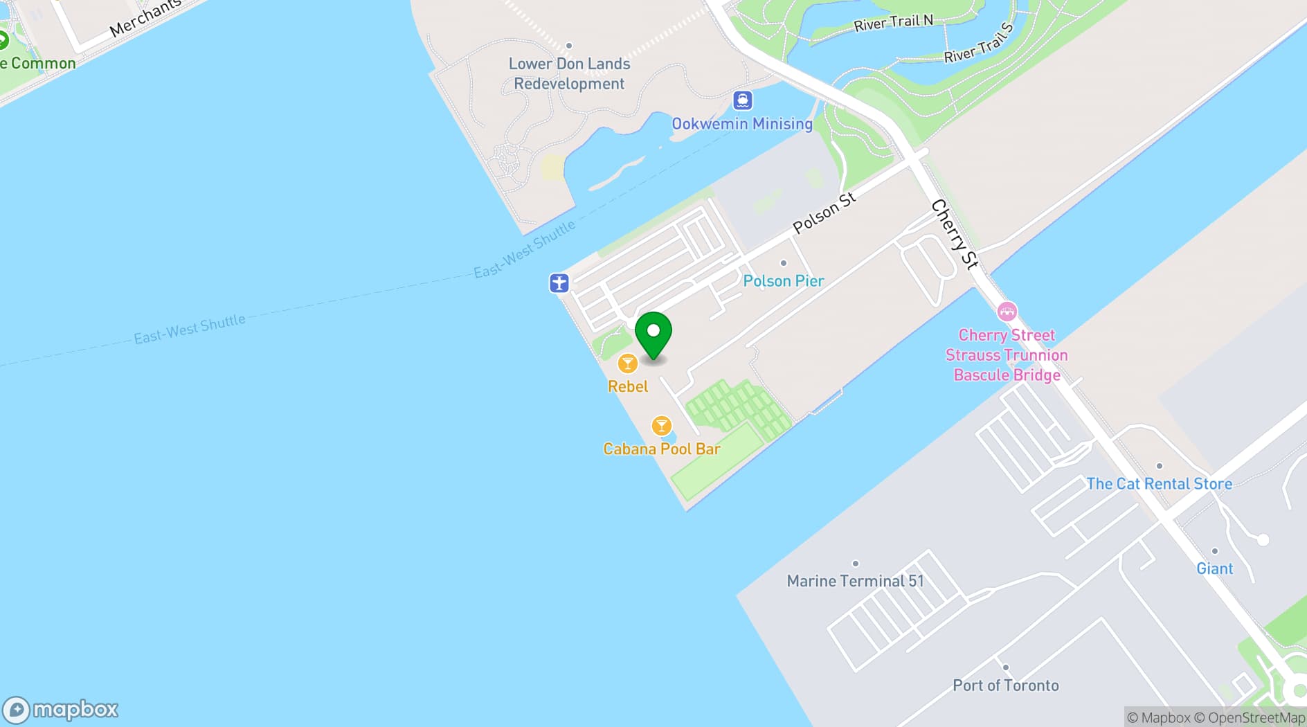 Map showing Cabana Toronto