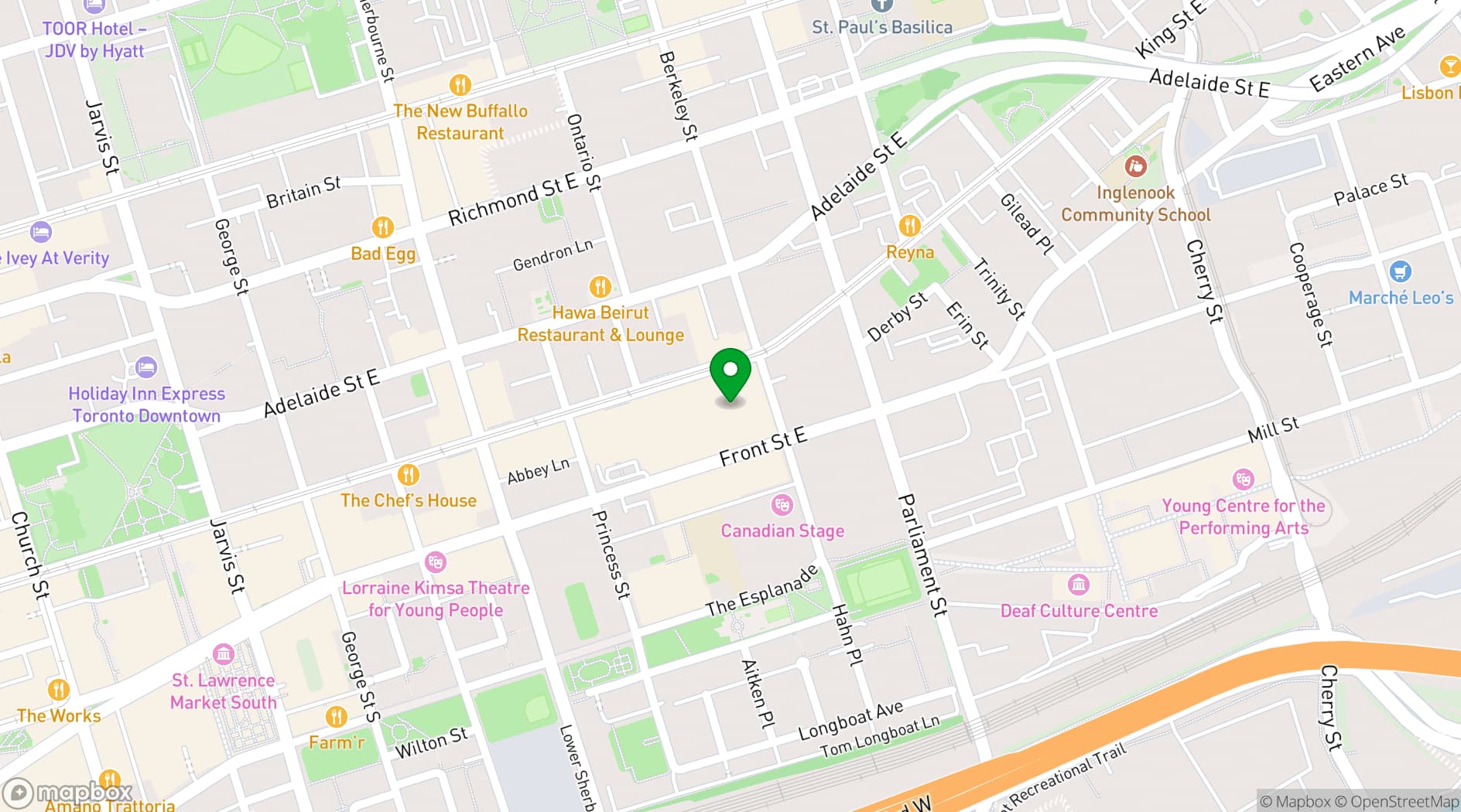 Map showing The Globe and Mail Centre