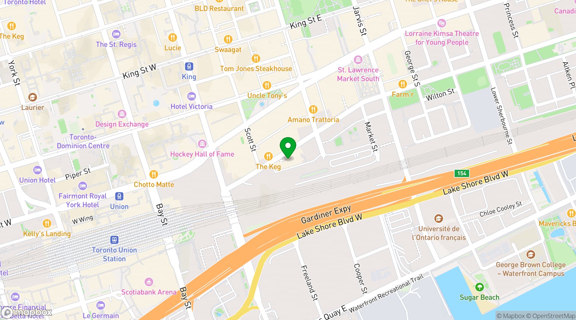 Map showing Novotel Toronto Centre
