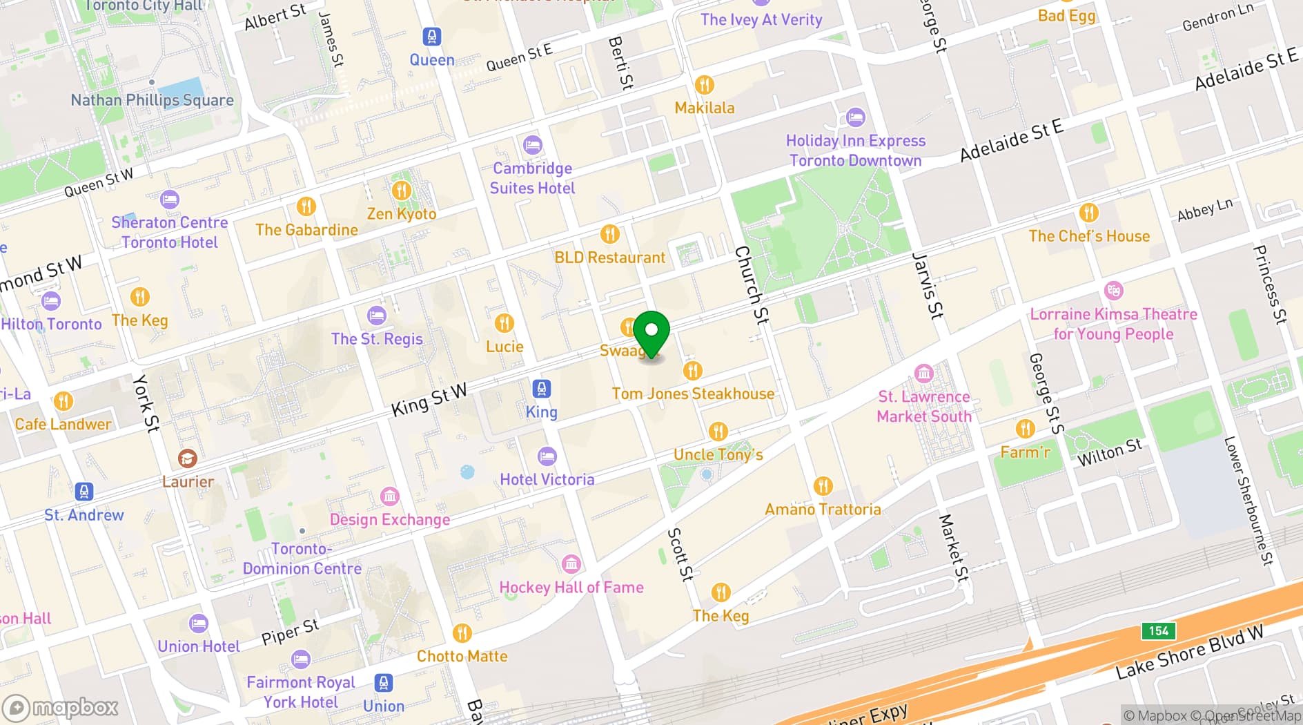 Map showing The Omni King Edward Hotel