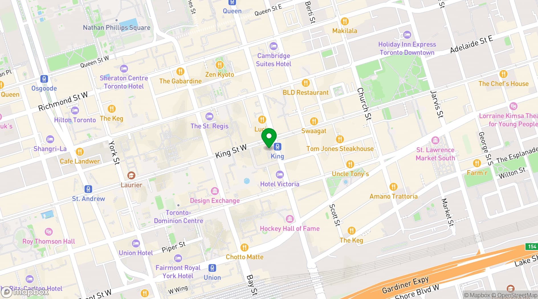 Map showing One King West Hotel & Residence