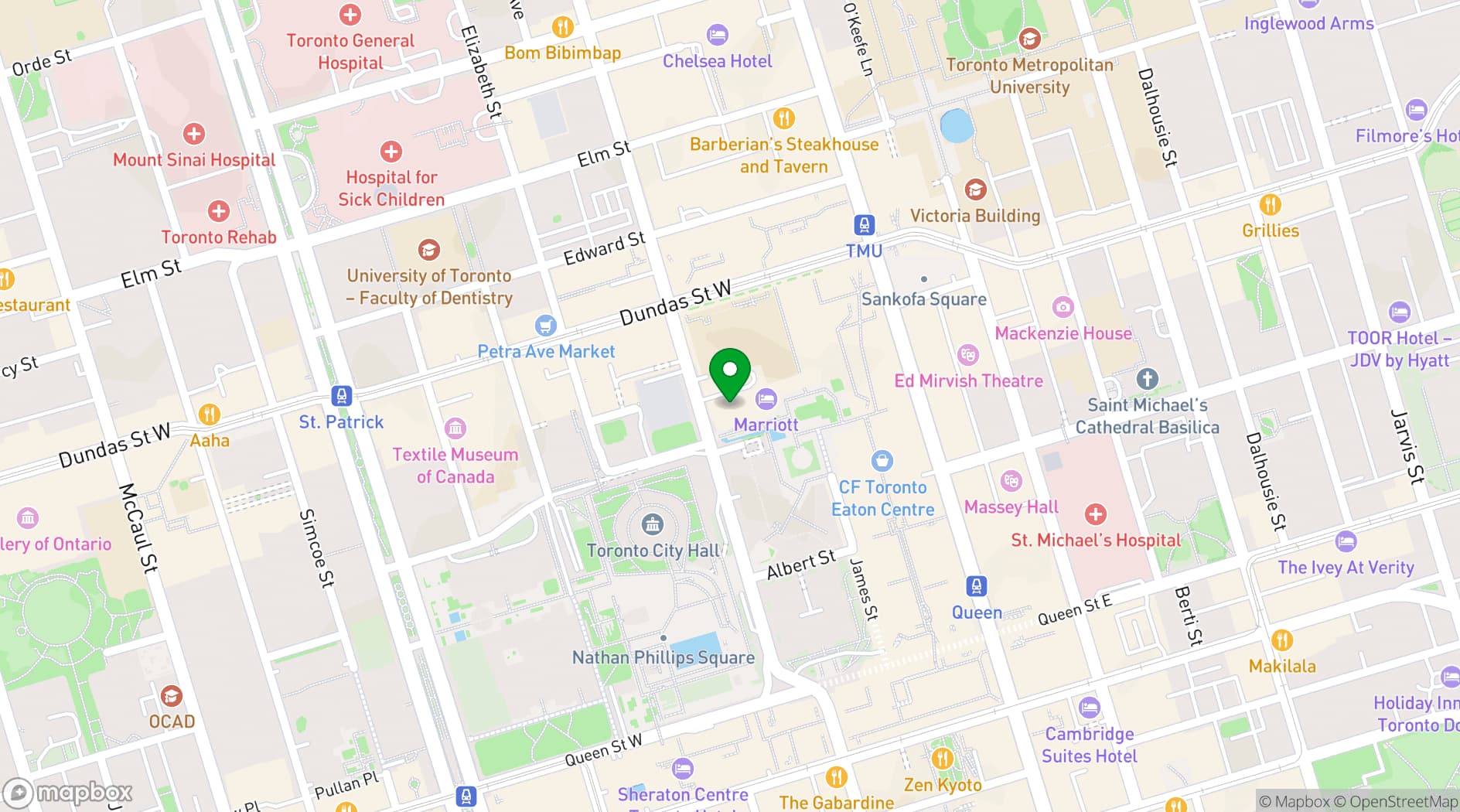 Map showing Marriott Downtown at CF Toronto Eaton Centre