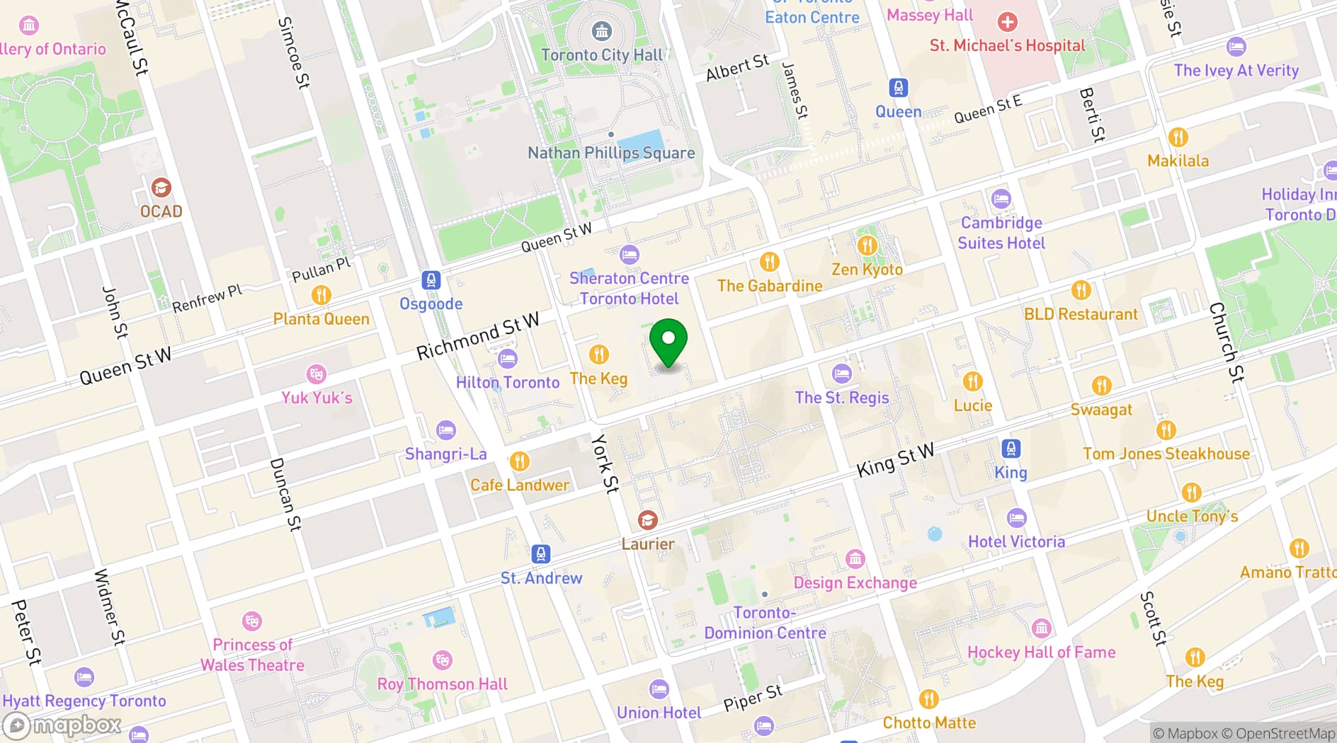 Map showing TMX Market Center