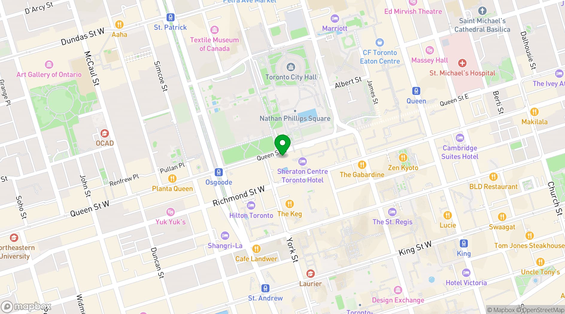 Map showing Sheraton Centre Toronto Hotel