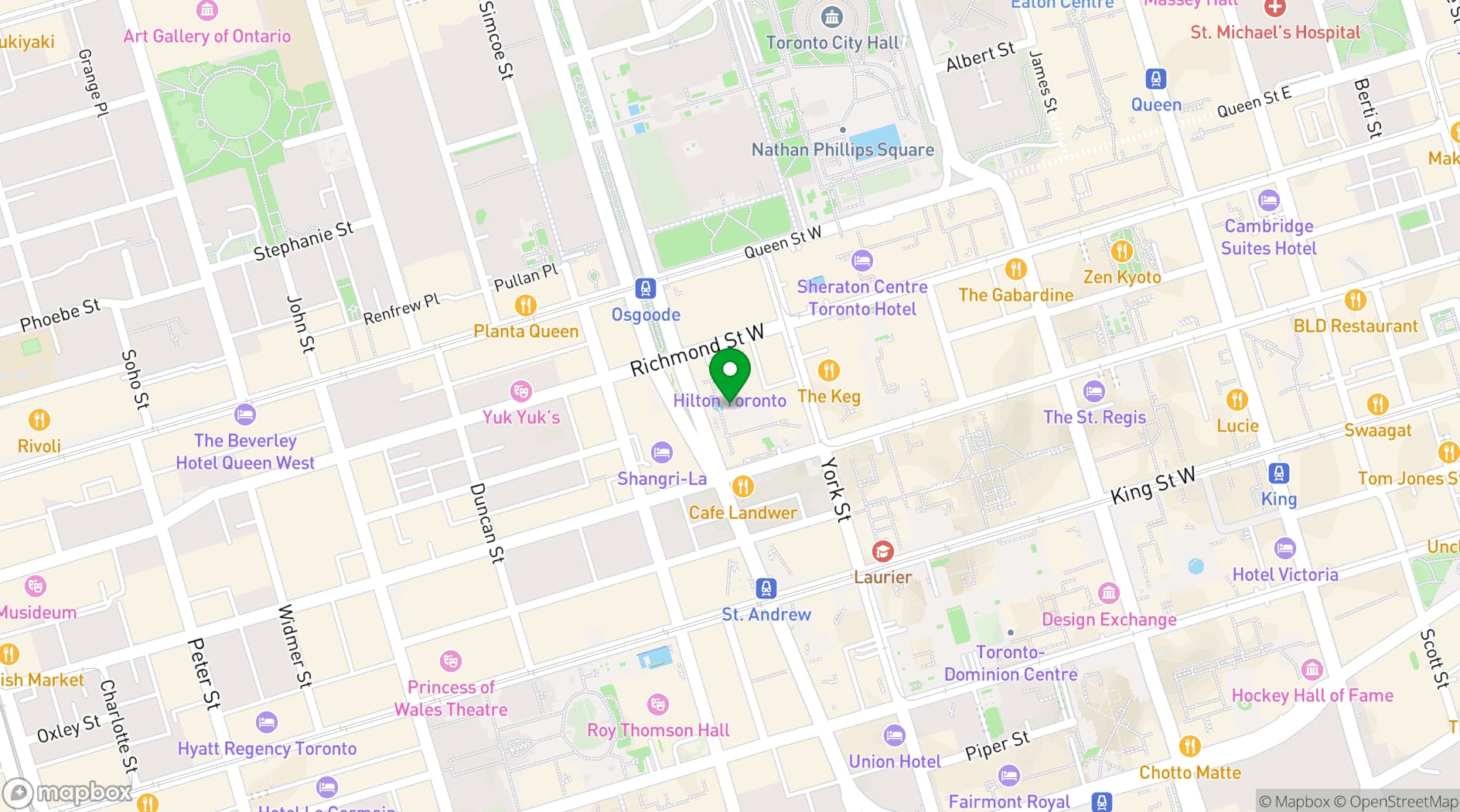 Map showing Hilton Toronto