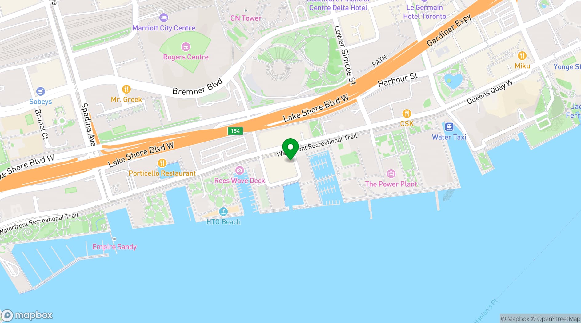 Map showing Radisson Blu Toronto Downtown