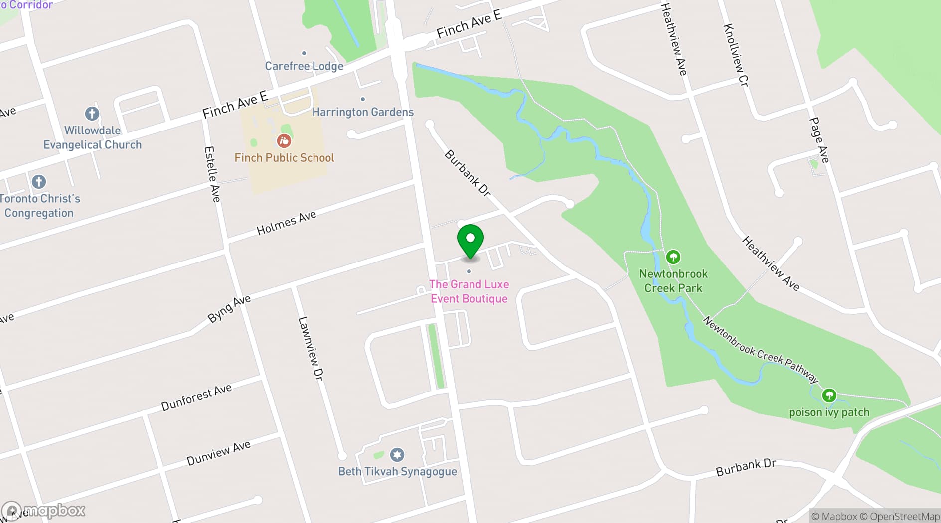 Map showing The Grand Luxe Event Boutique