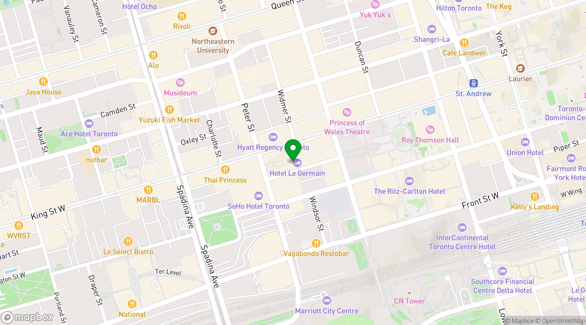 Map showing Le Germain Rooftop Terrace