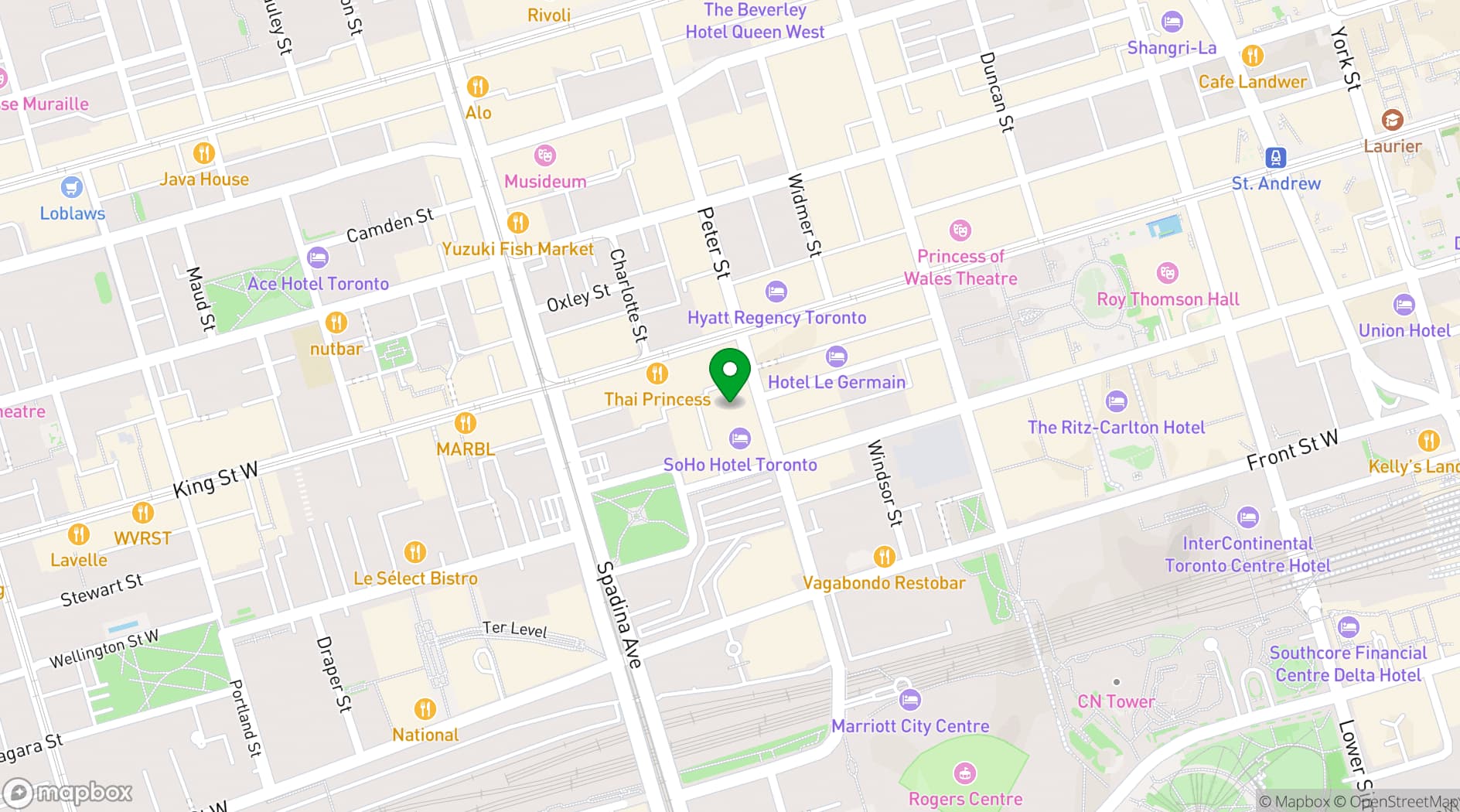 Map showing Akira Back Toronto