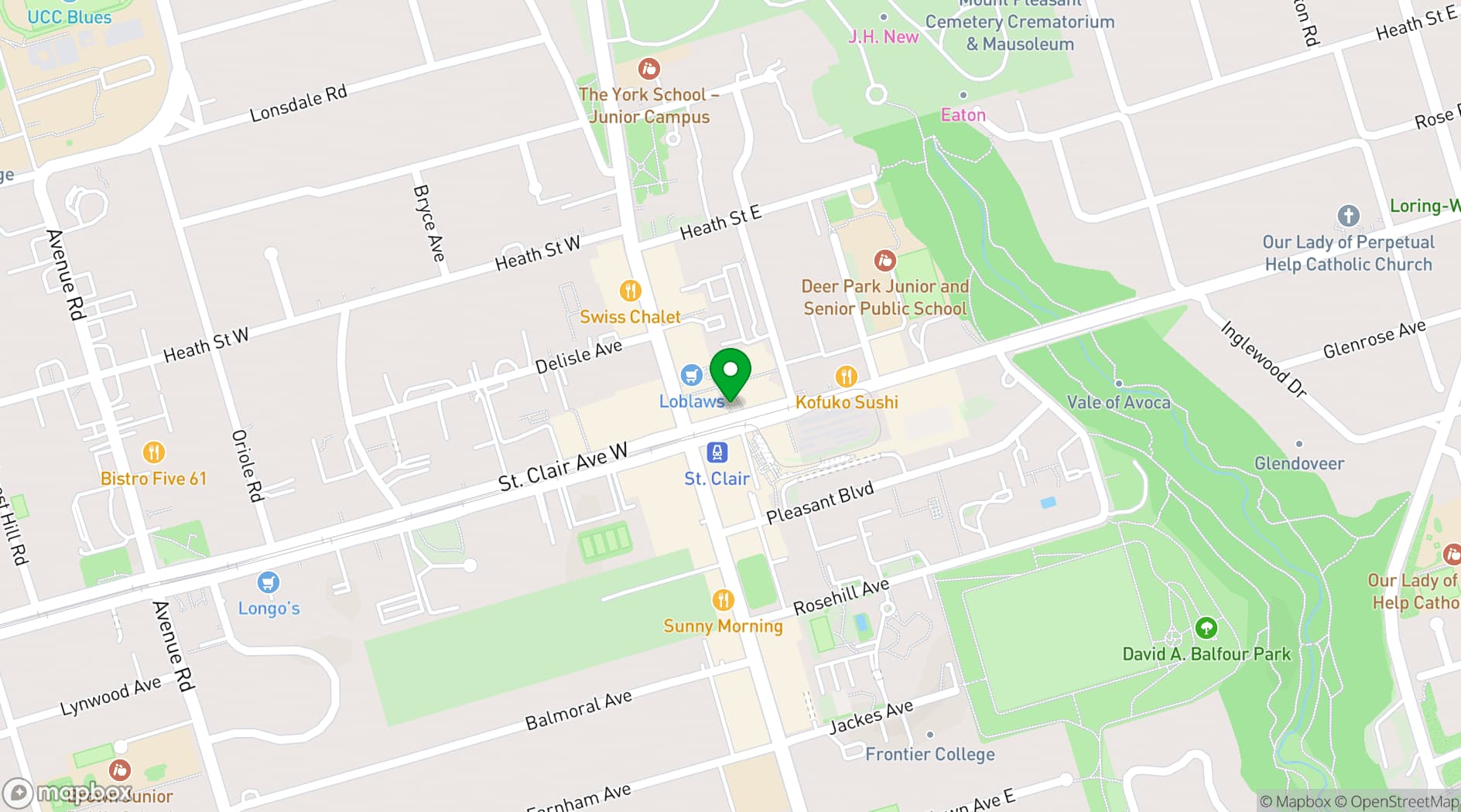 Map showing Ultra Restaurant Toronto