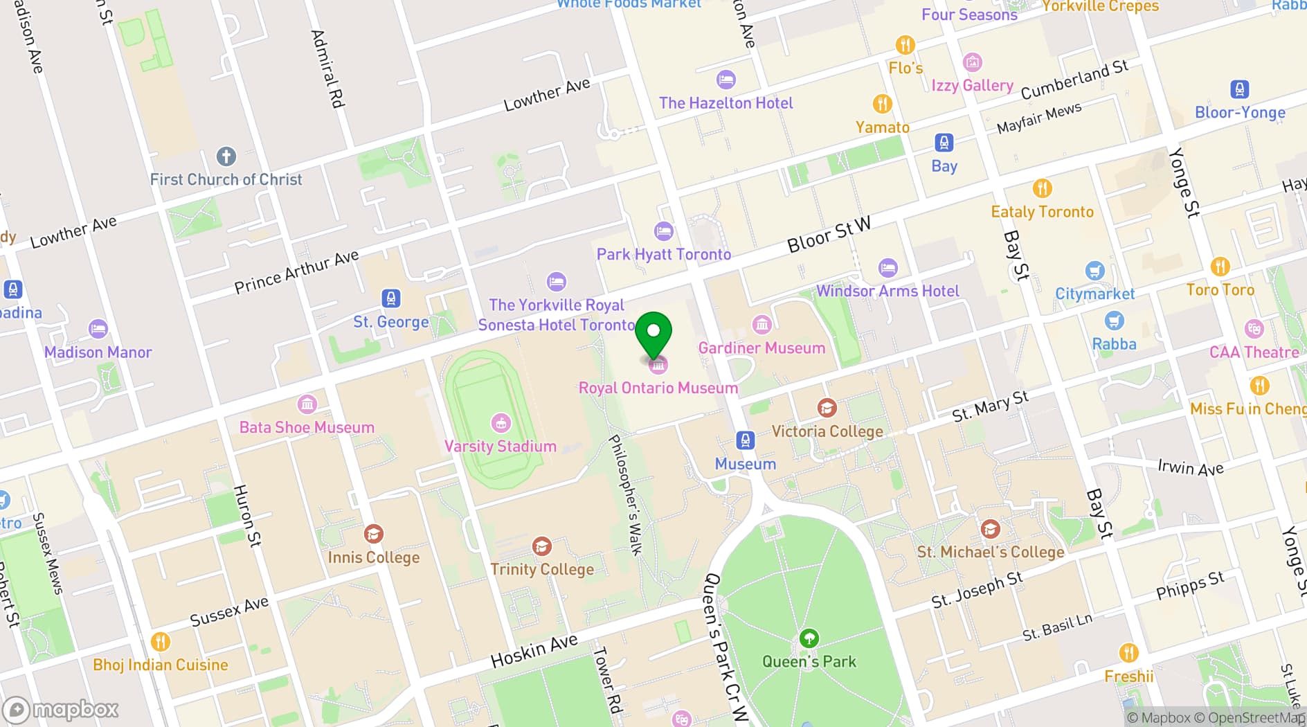 Map showing Royal Ontario Museum (ROM)