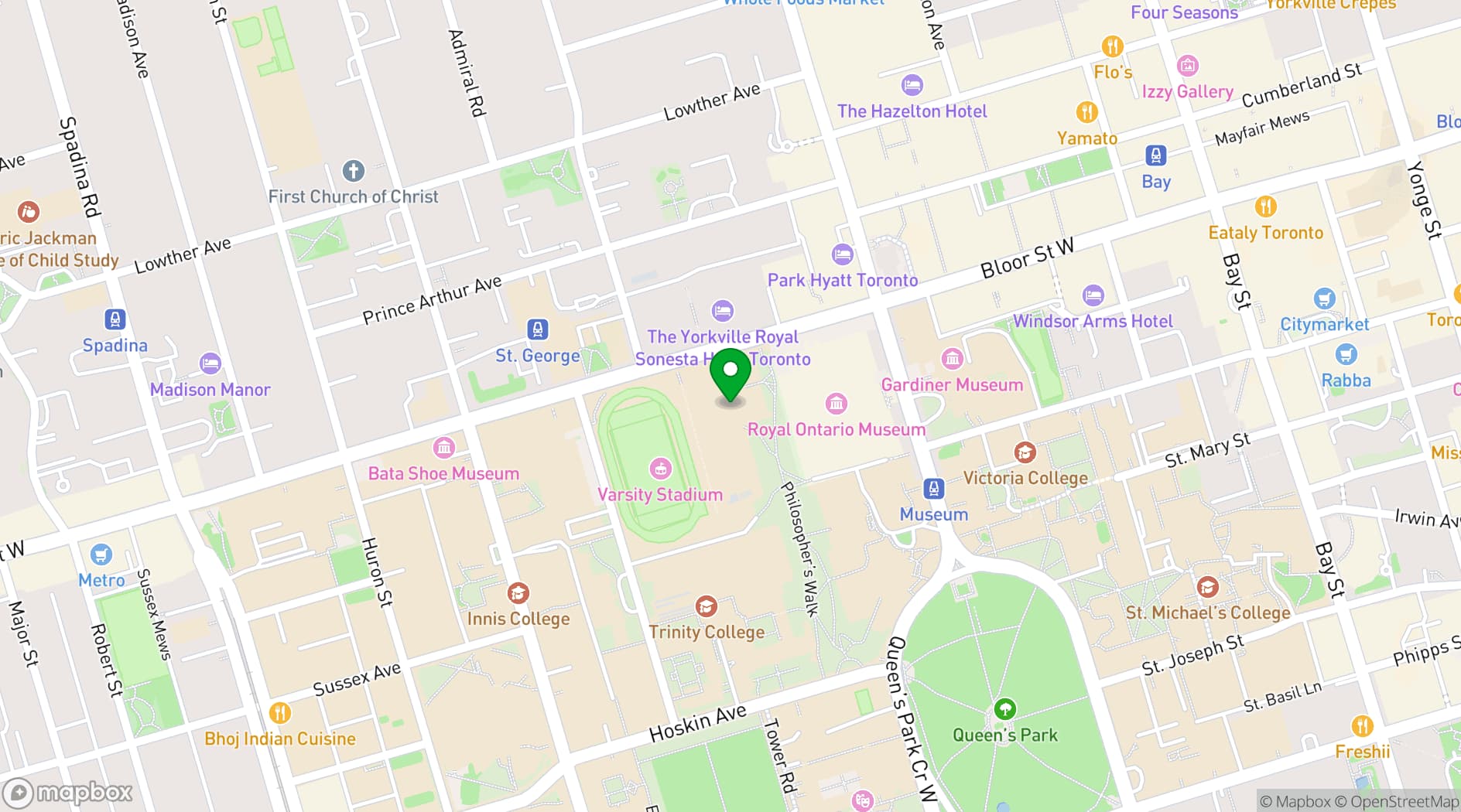 Map showing Koerner Hall