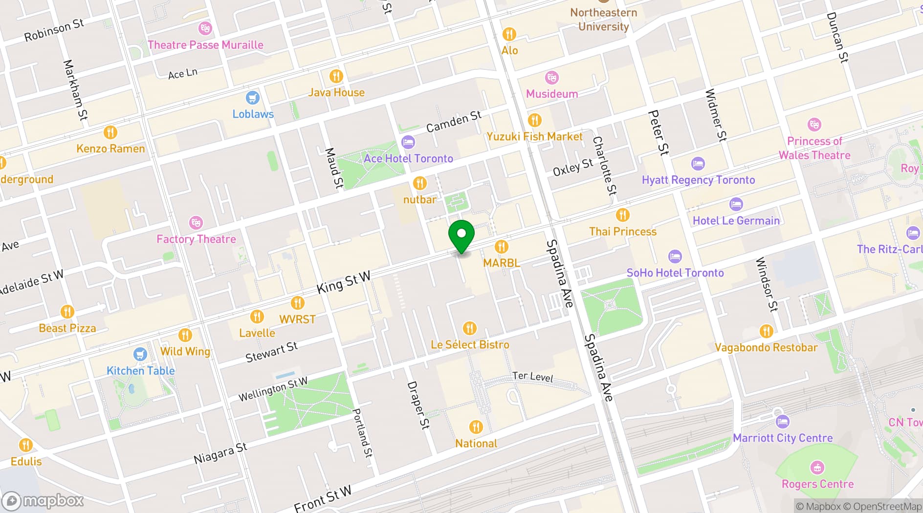 Map showing The Loft on King