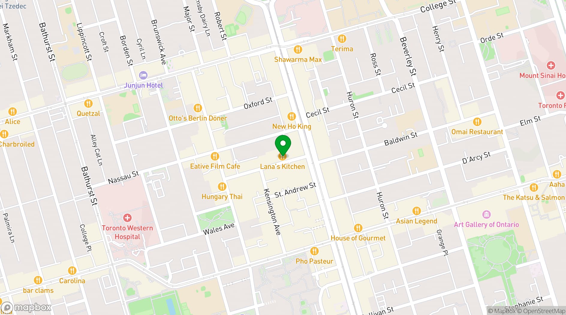 Map showing Kensington Market BIA