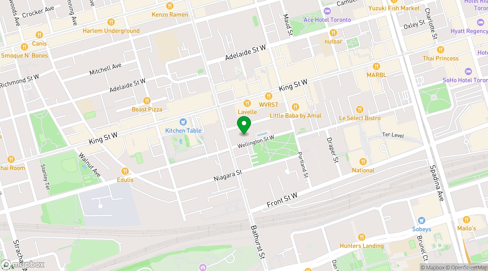 Map showing 1 Hotel Toronto