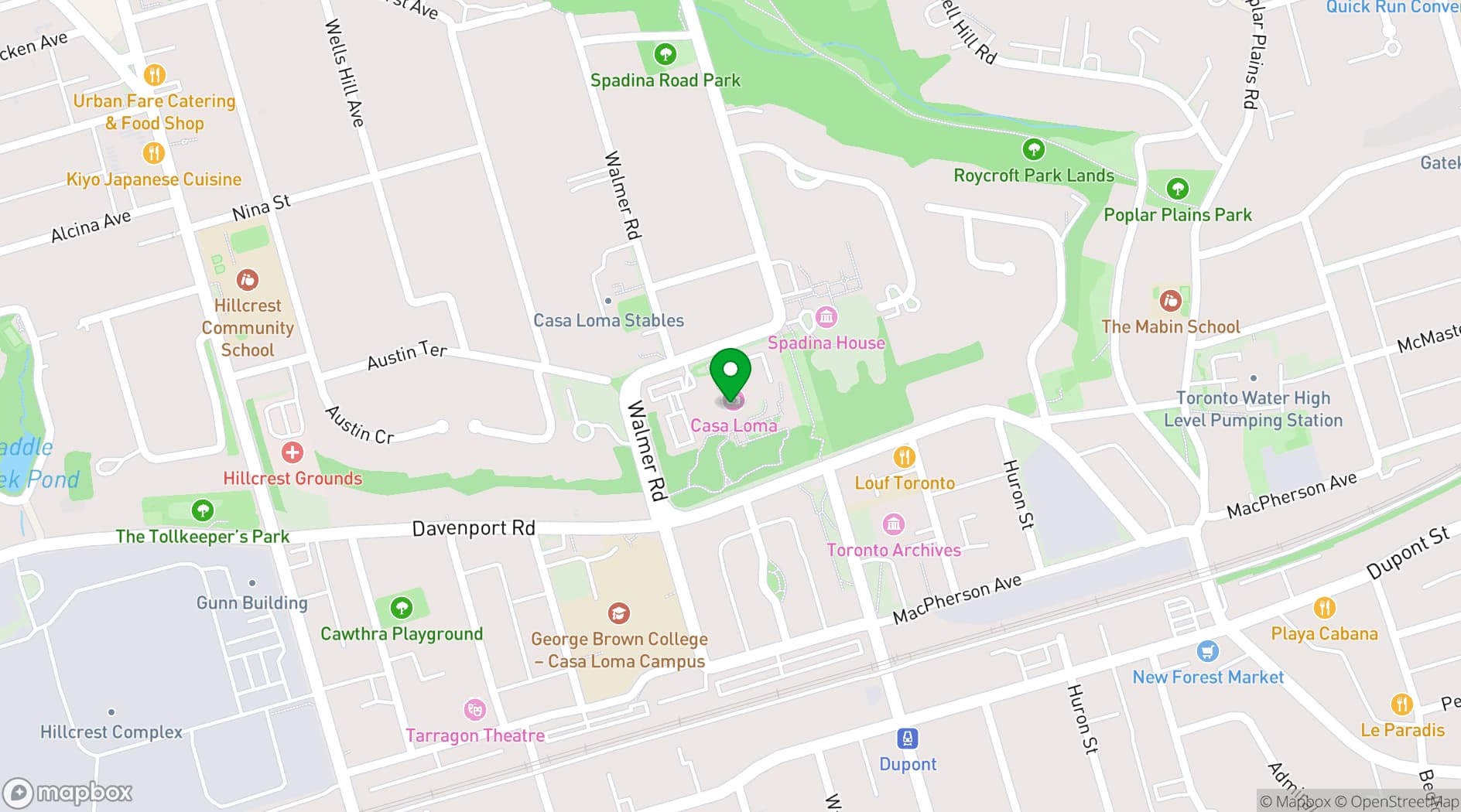 Map showing Casa Loma