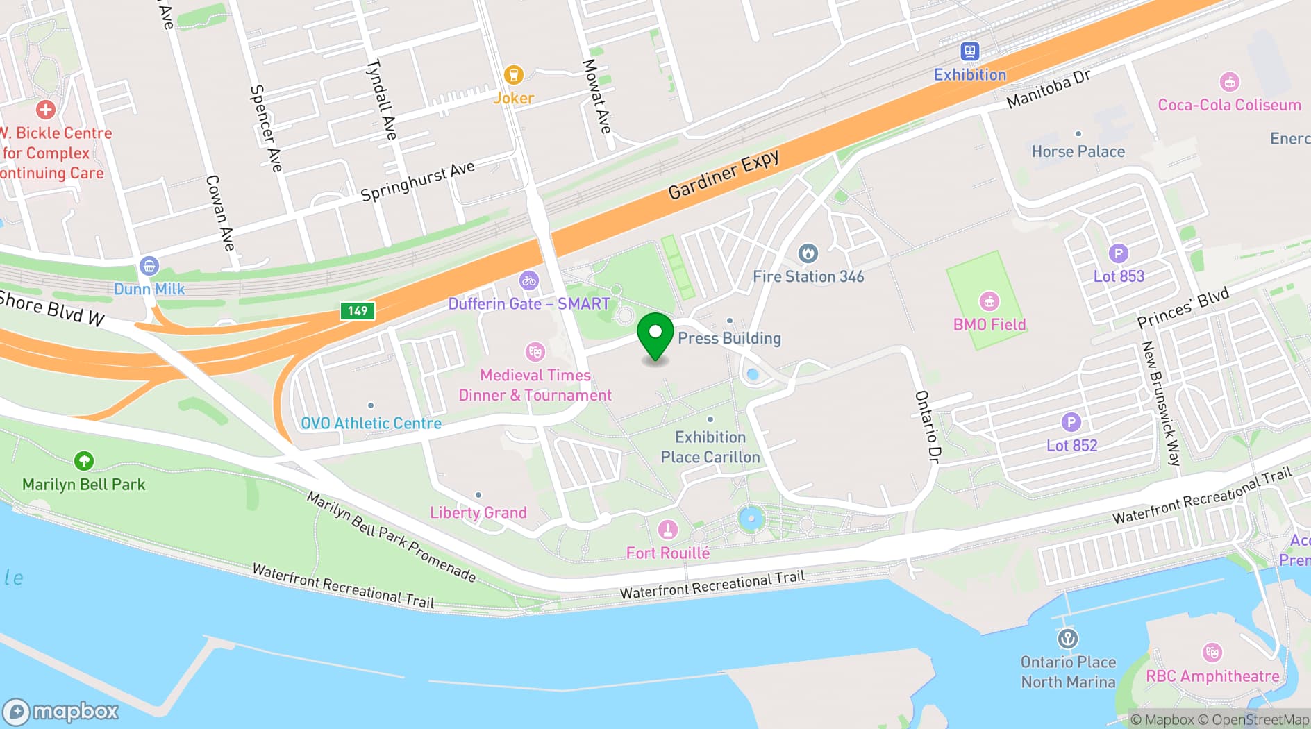 Map showing Toronto Event Centre