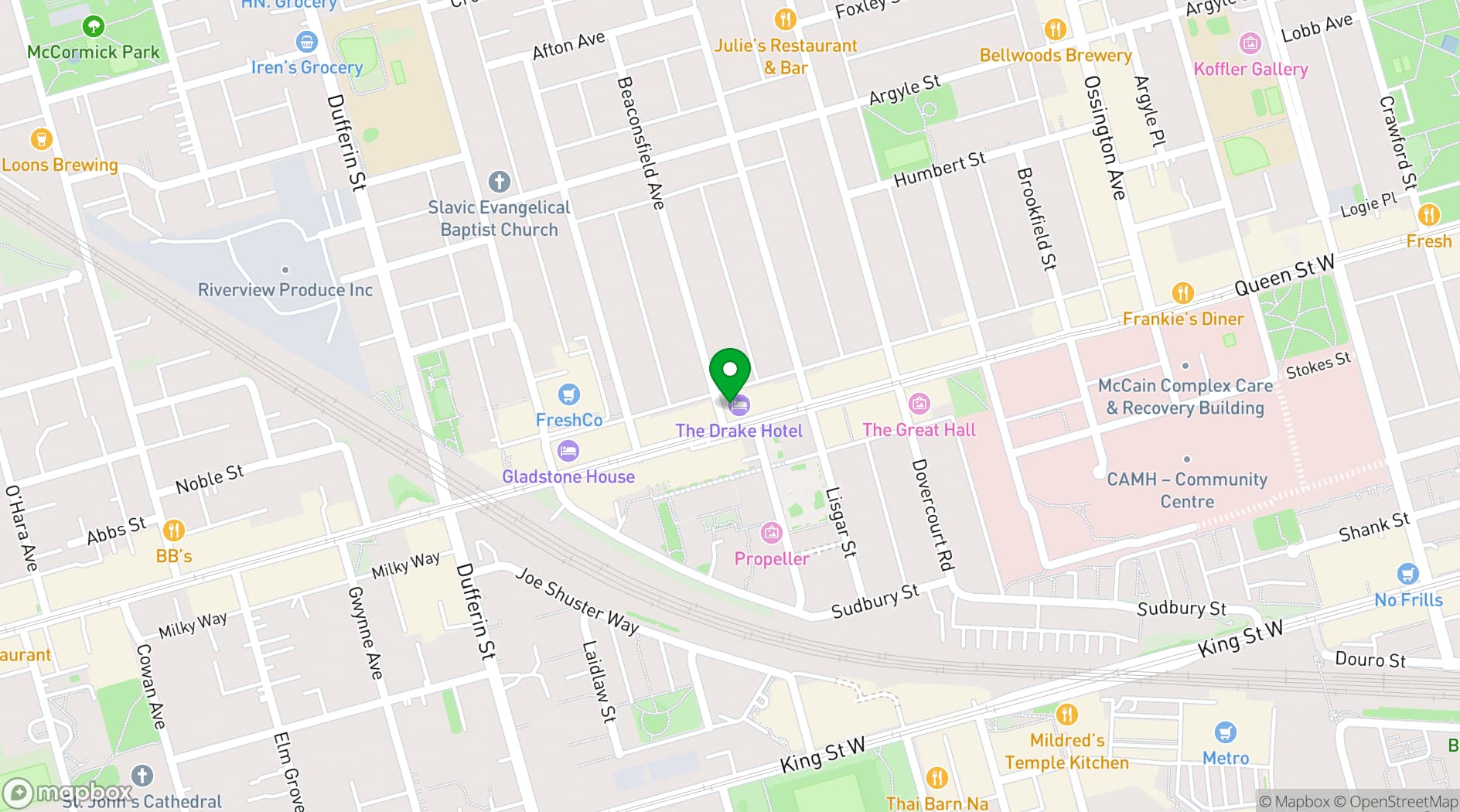 Map showing The Drake Hotel