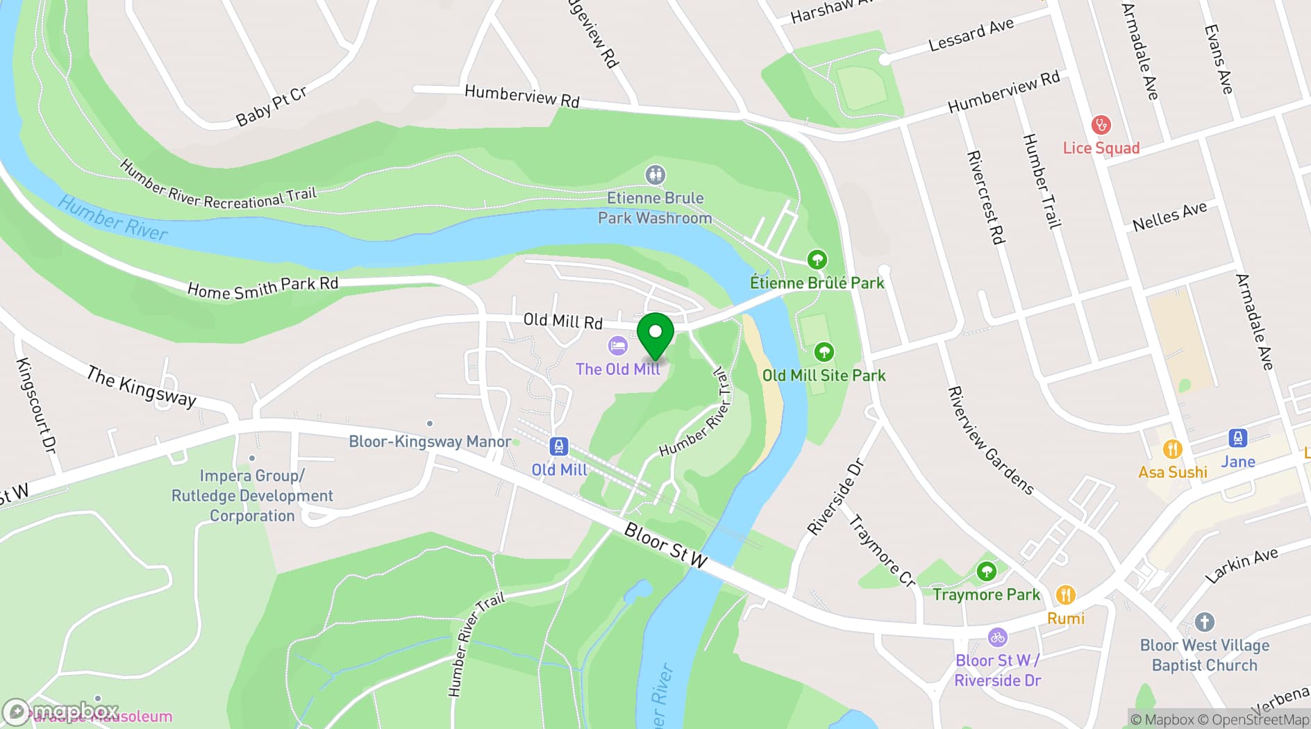 Map showing Old Mill Toronto