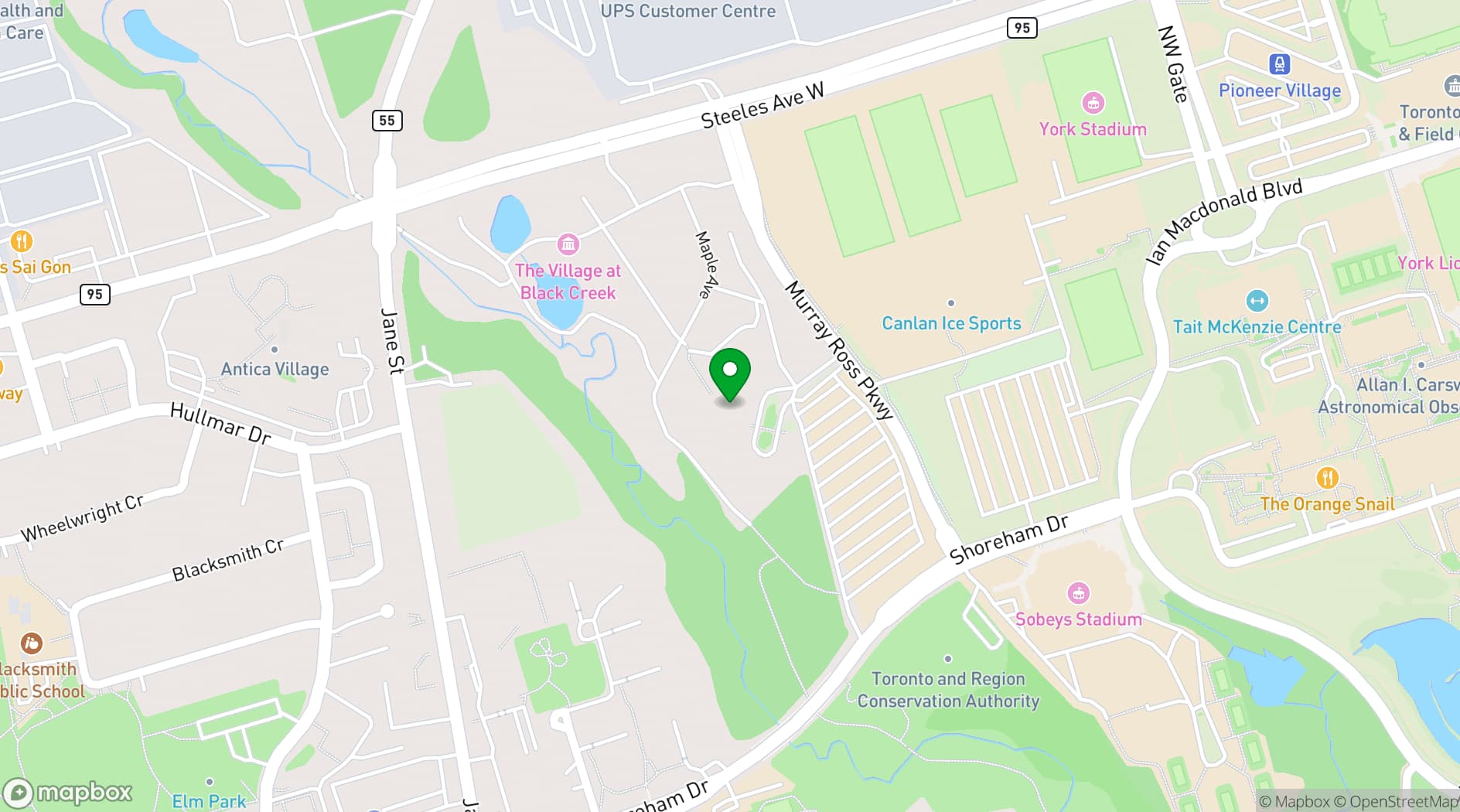 Map showing Village at Black Creek
