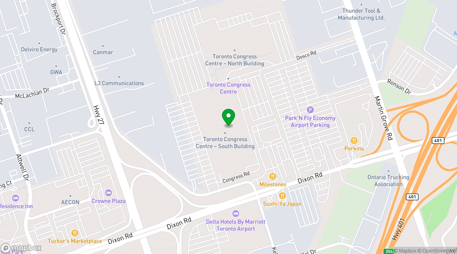 Map showing Toronto Congress Centre
