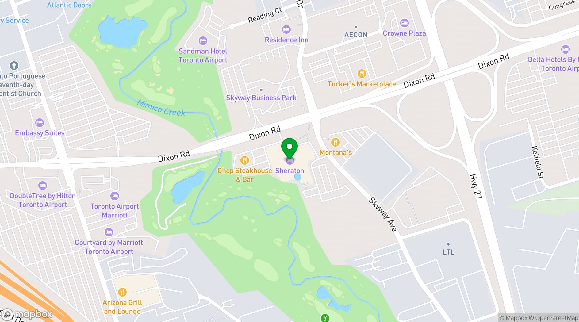 Map showing Sheraton Toronto Airport Hotel & Conference Centre