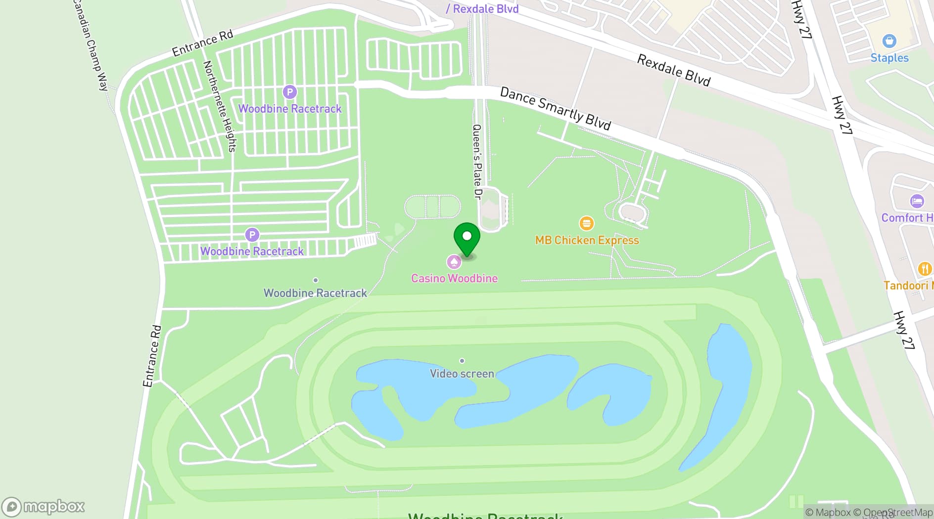Map showing Casino at Great Canadian Toronto