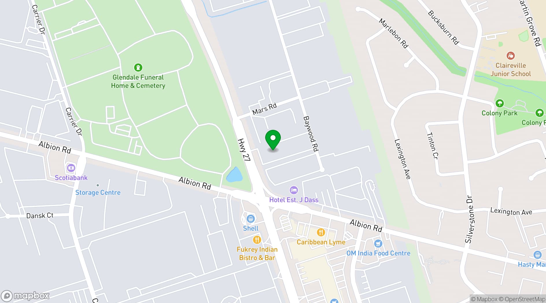 Map showing Toronto Grand Banquet & Convention Centre