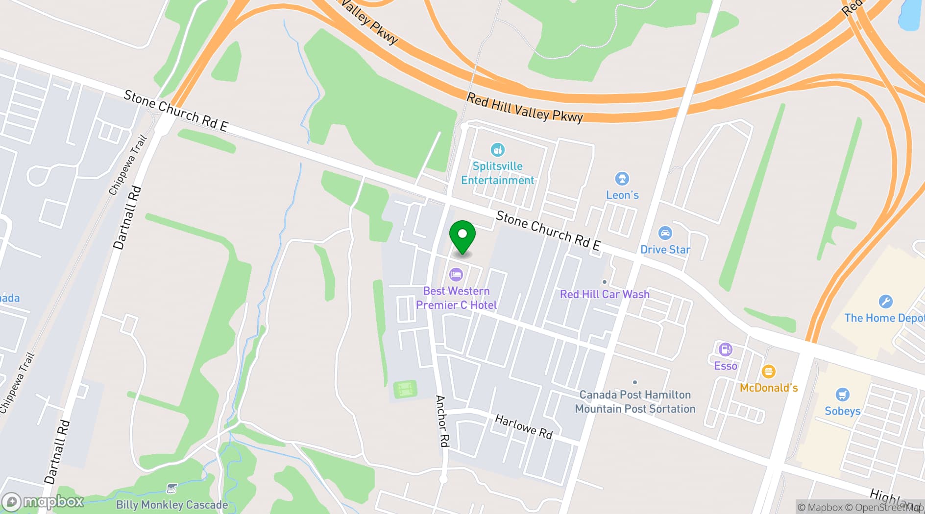 Map showing Carmens Event Centre