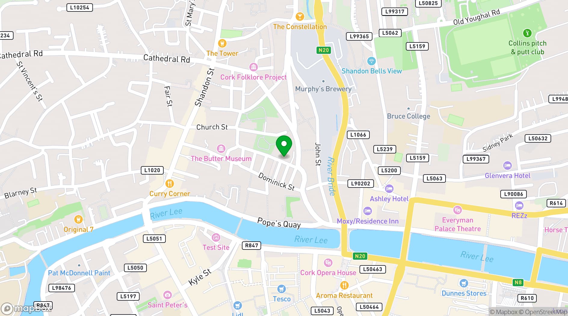Map showing Maldron Hotel Shandon Cork City