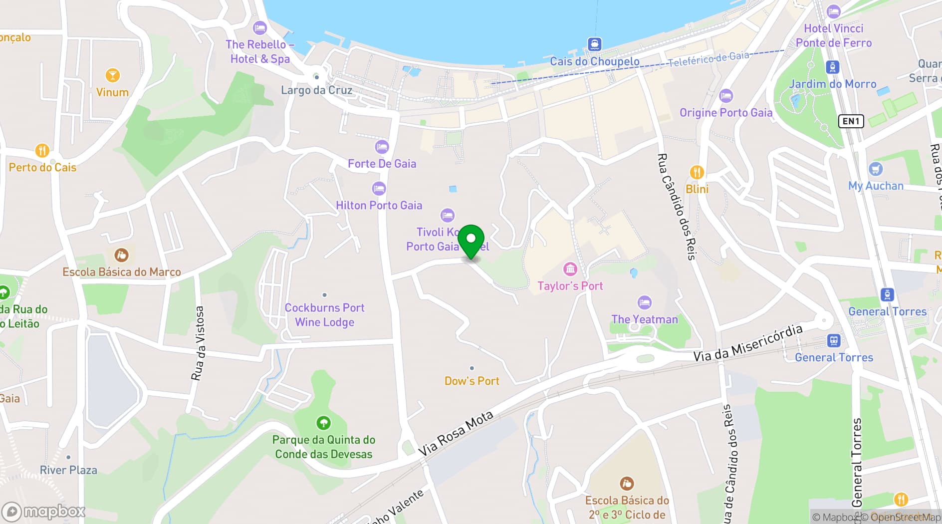 Map showing Tivoli Kopke Porto Gaia