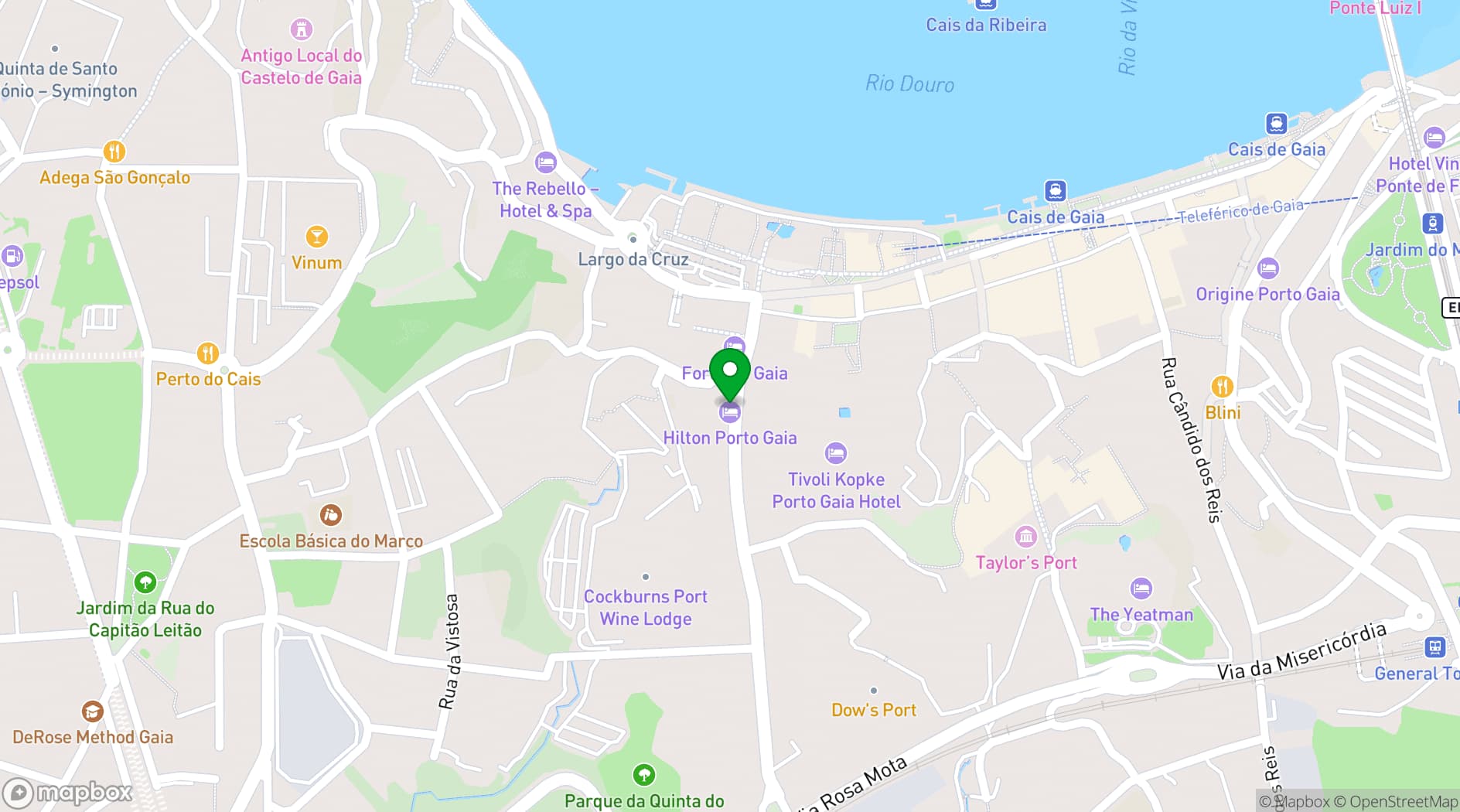 Map showing Hilton Porto Gaia