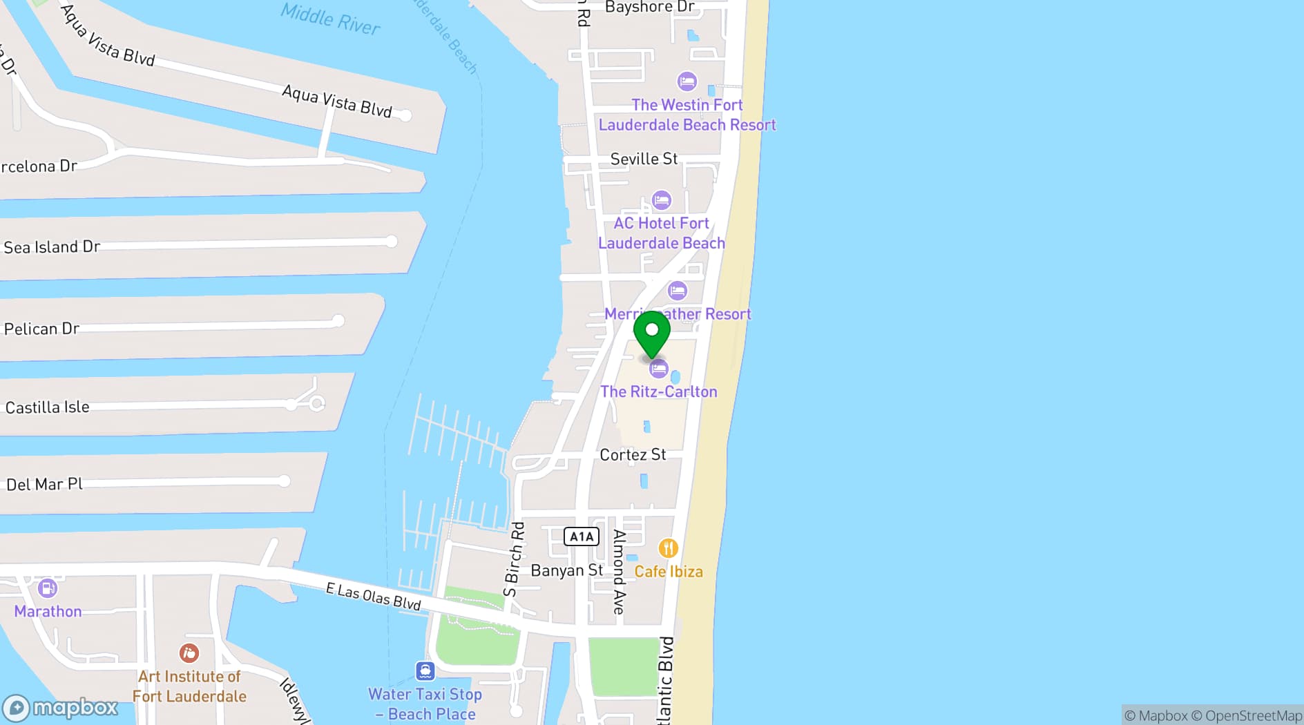 Map showing The Ritz-Carlton, Fort Lauderdale