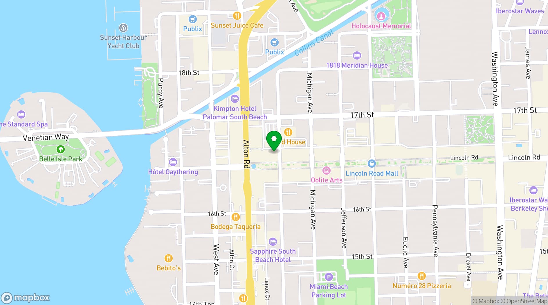 Map showing Event Space at 1111 Lincoln Road
