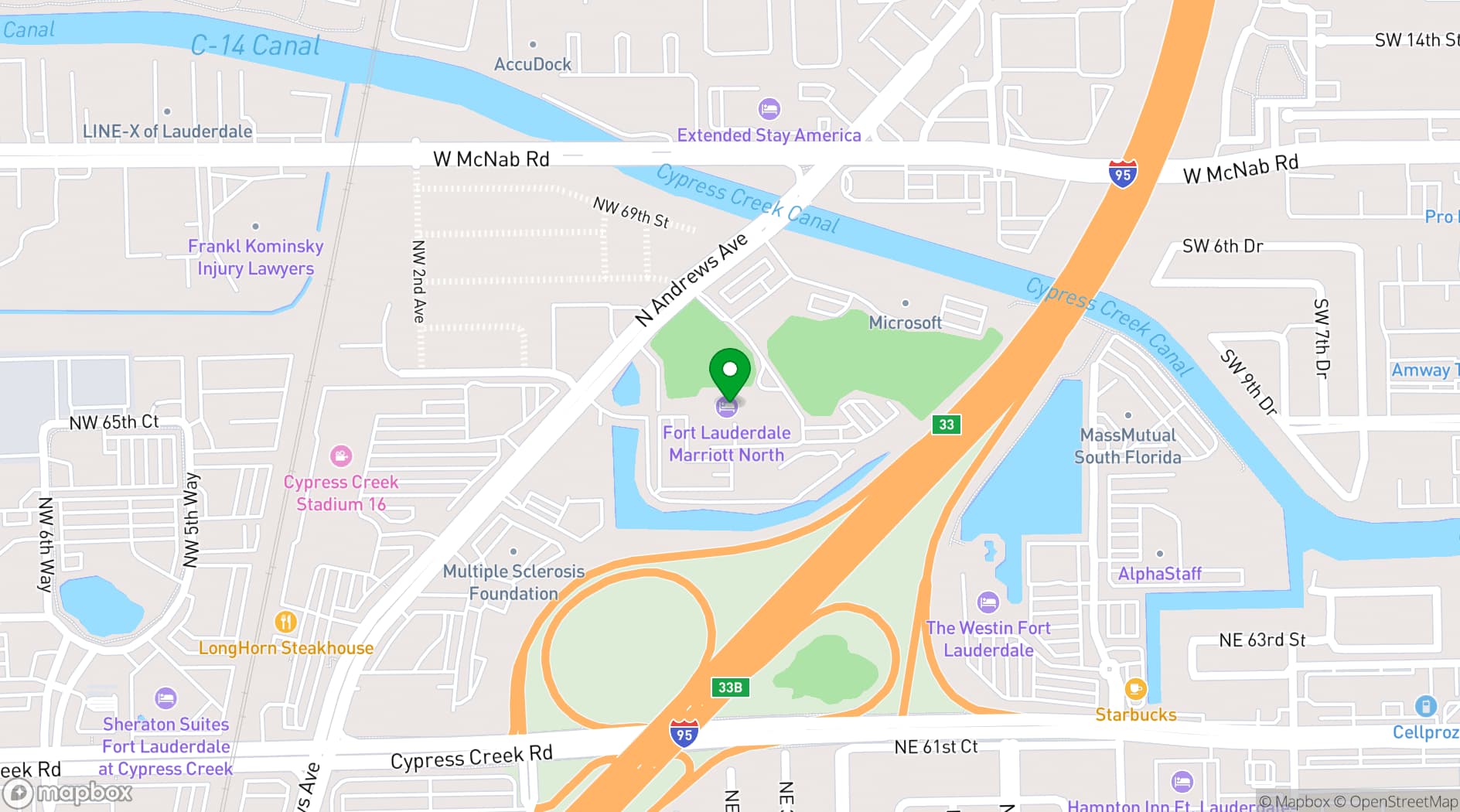 Map showing Fort Lauderdale Marriott North