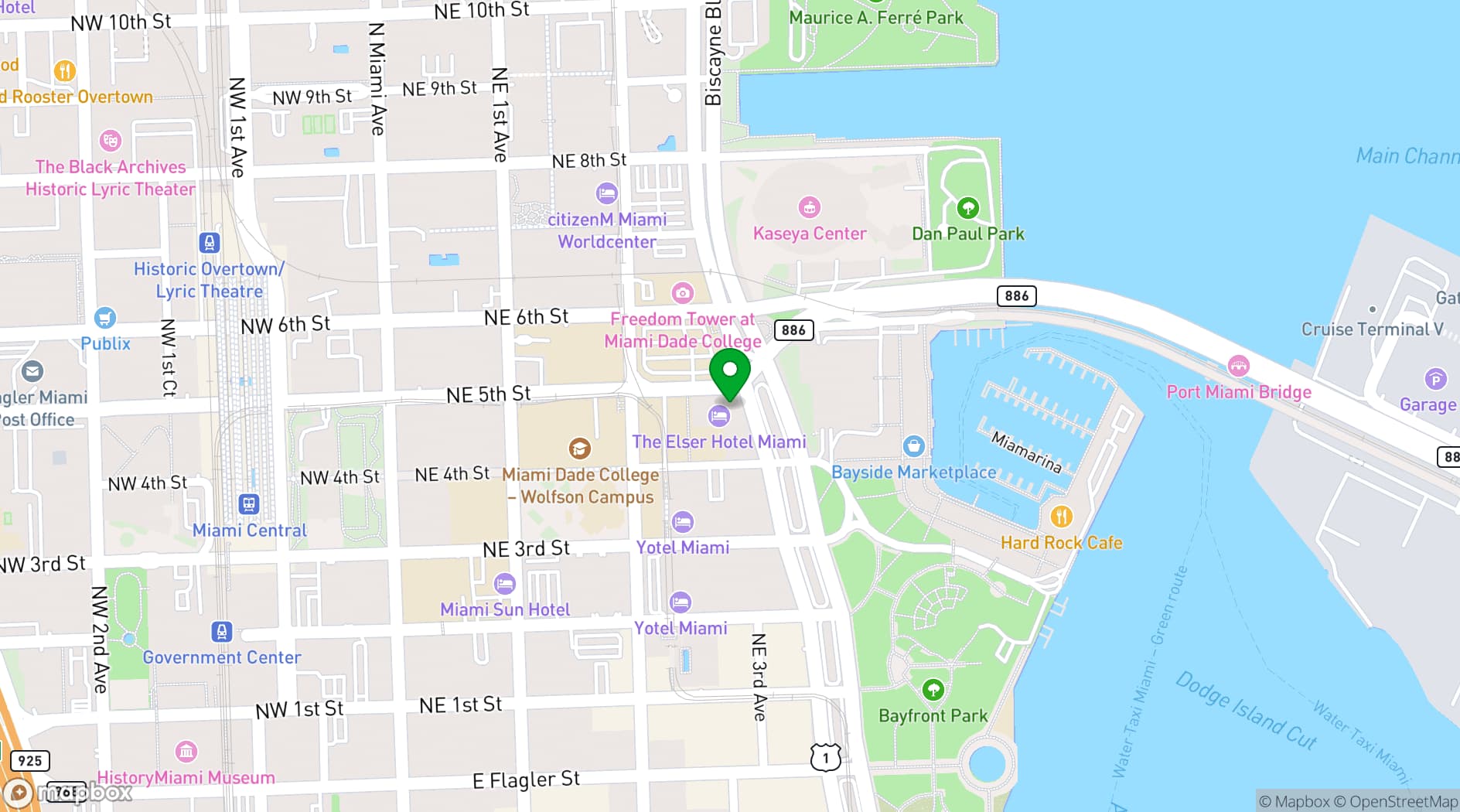 Map showing The Elser Hotel
