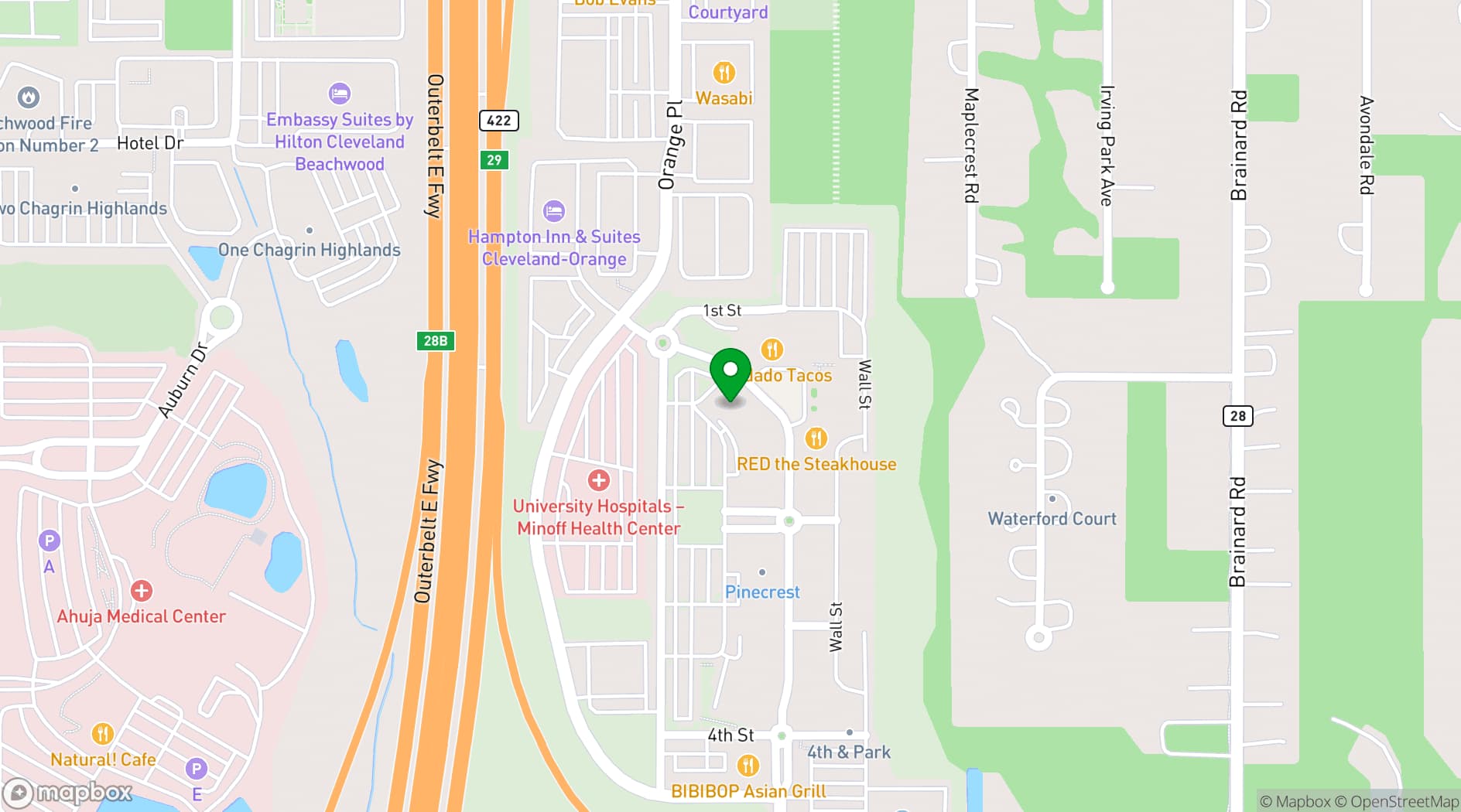 Map showing Pinstripes - Cleveland
