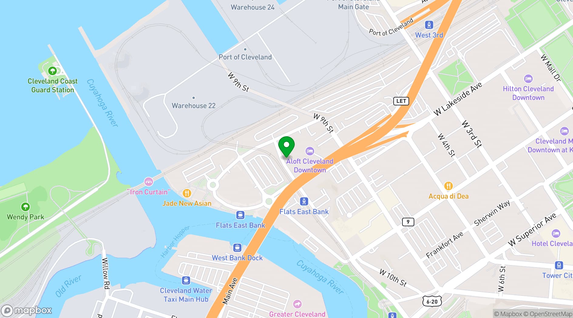 Map showing Lago Custom Events